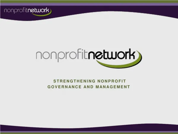 Strengthening nonprofit governance and management