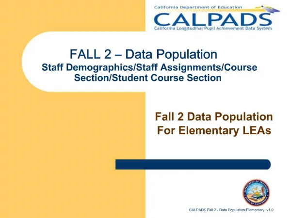 FALL 2 Data Population Staff Demographics