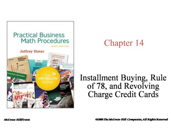 Installment Buying, Rule of 78, and Revolving Charge Credit Cards