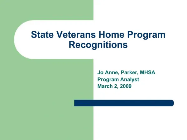 State Veterans Home Program Recognitions
