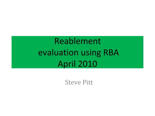 Reablement evaluation using RBA April 2010
