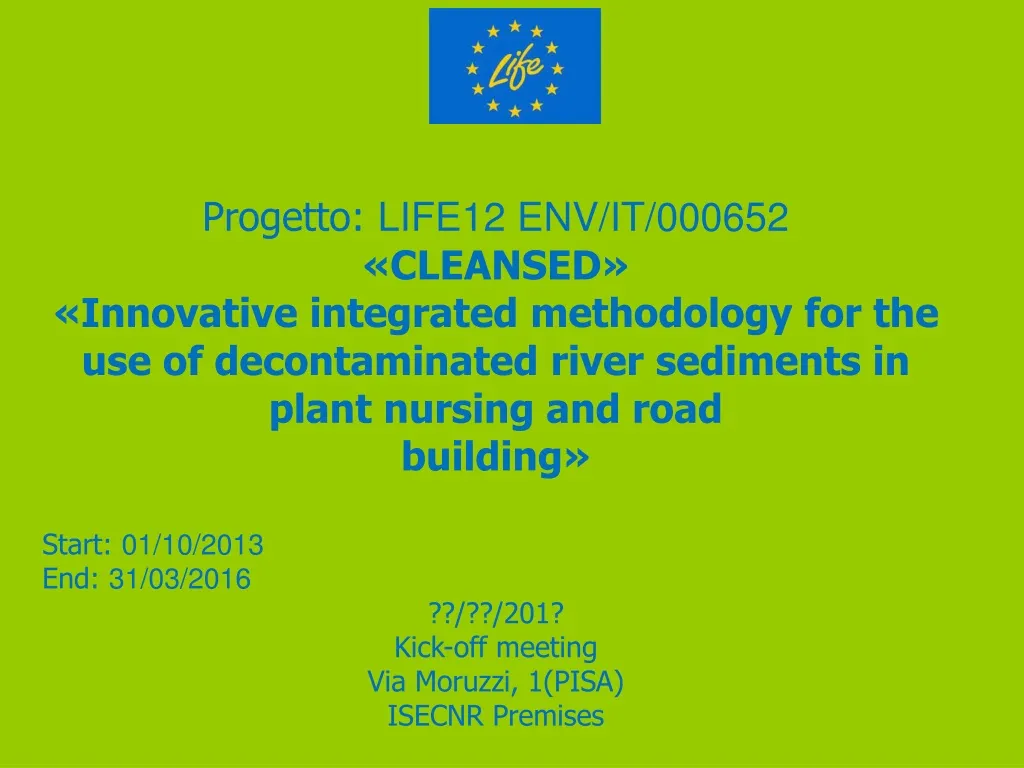progetto life12 env it 000652 cleansed innovative