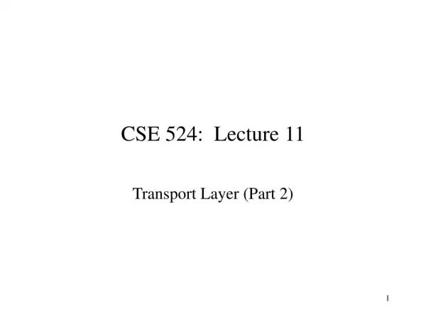CSE 524: Lecture 11