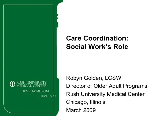 Care Coordination: Social Work s Role