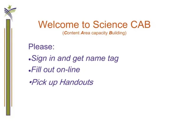 Welcome to Science CAB Content Area capacity Building