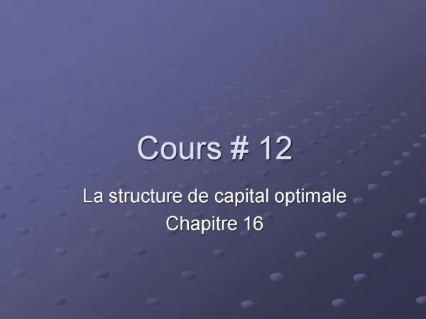 Cours 12