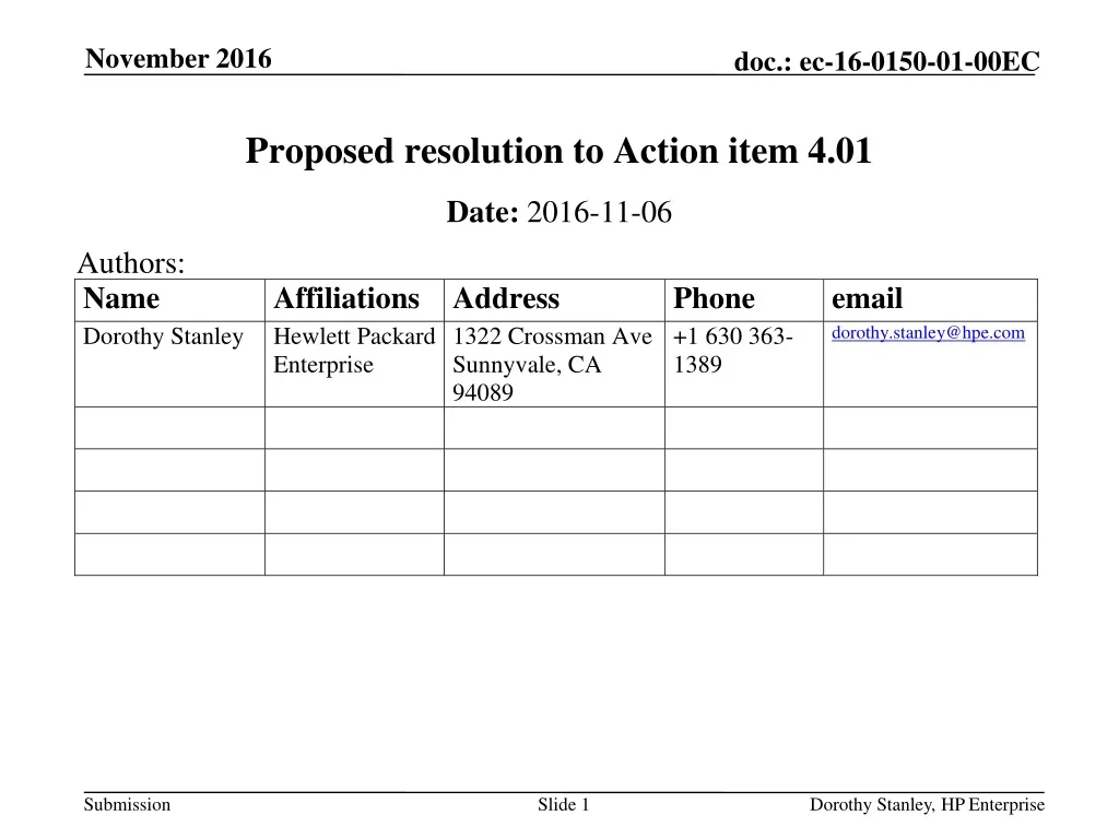 proposed resolution to action item 4 01