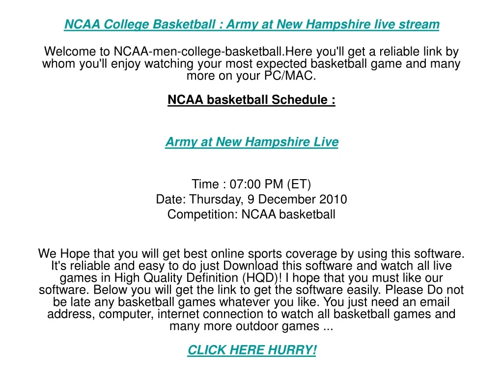 ncaa college basketball army at new hampshire