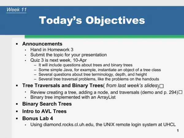 Today s Objectives