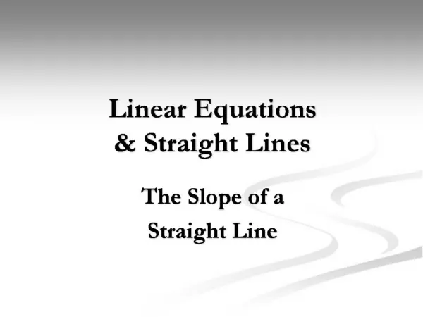 Linear Equations Straight Lines