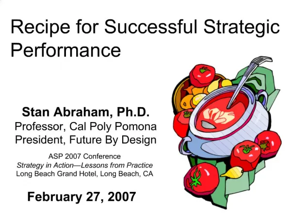 Recipe for Successful Strategic Performance