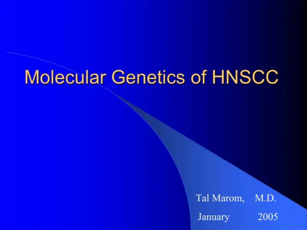 Molecular Genetics of HNSCC