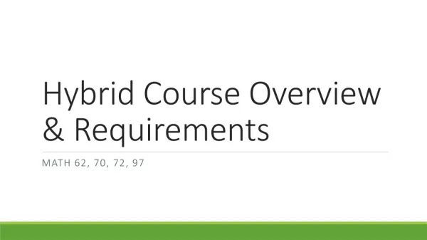 Hybrid Course Overview &amp; Requirements