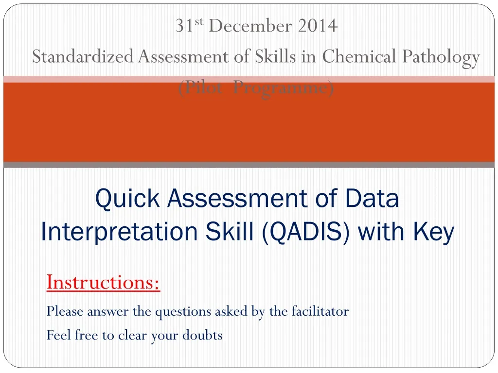 quick assessment of data interpretation skill qadis with key