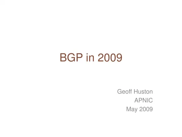 BGP in 2009