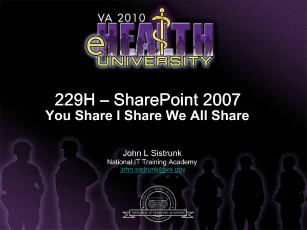 229H SharePoint 2007 You Share I Share We All Share