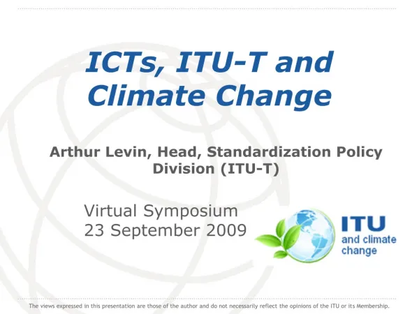 ICTs, ITU-T and Climate Change