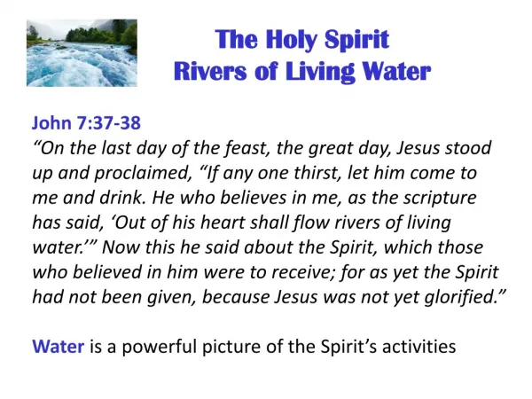The Holy Spirit Rivers of Living Water