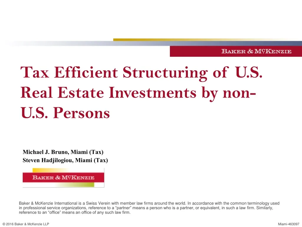 tax efficient structuring of u s real estate