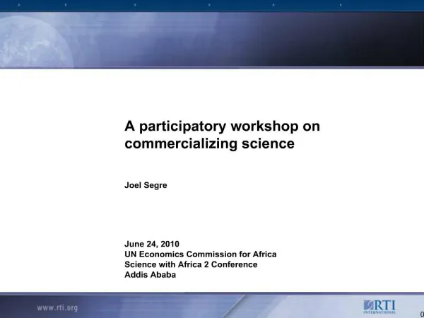 A participatory workshop on commercializing science