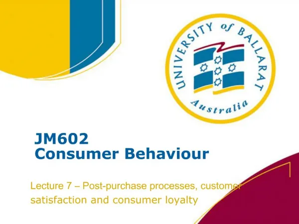 JM602 Consumer Behaviour