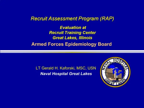Recruit Assessment Program RAP Evaluation at Recruit Training Center Great Lakes, Illinois