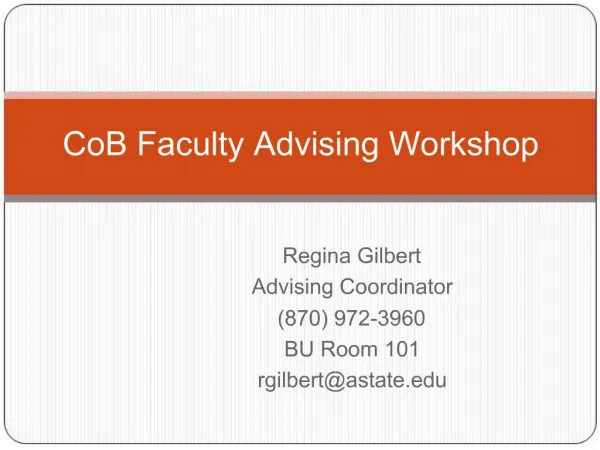 CoB Faculty Advising Workshop