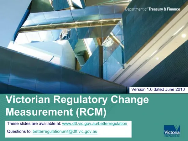 Victorian Regulatory Change Measurement RCM