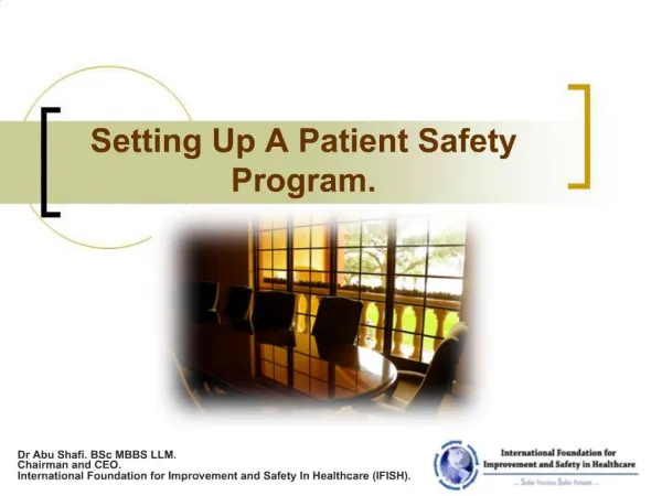Setting Up A Patient Safety Program.