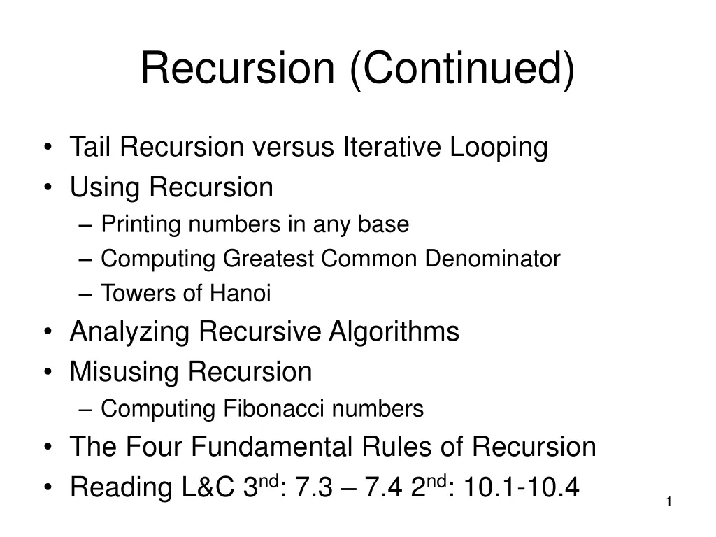 recursion continued