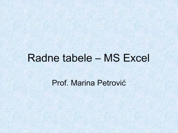 Radne tabele MS Excel
