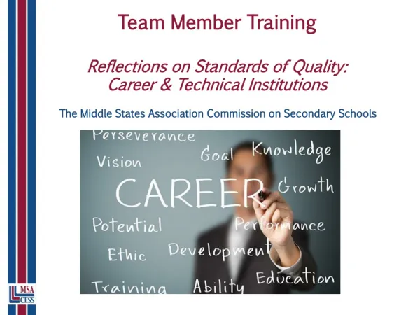 Team Member Training Reflections on Standards of Quality: Career &amp; Technical Institutions