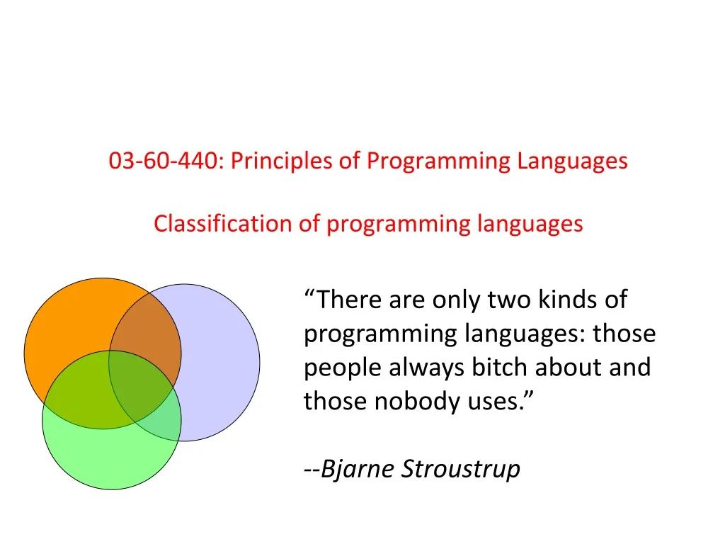 03 60 440 principles of programming languages classification of programming languages