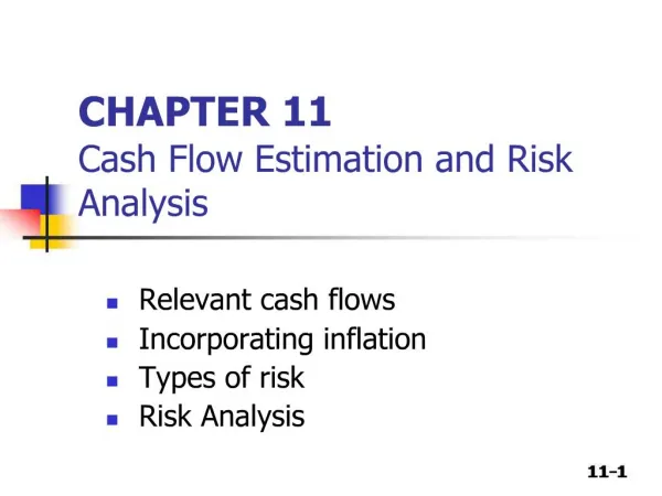 CHAPTER 11 Cash Flow Estimation and Risk Analysis