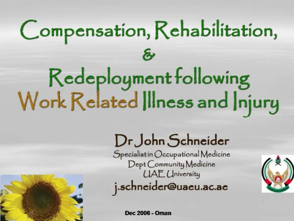 Compensation, Rehabilitation, Redeployment following Work Related Illness and Injury