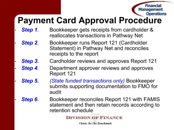 Payment Card Approval Procedure