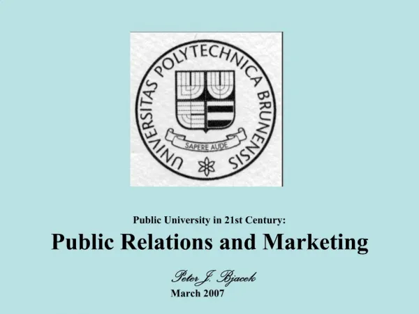 Public University in 21st Century: Public Relations and Marketing