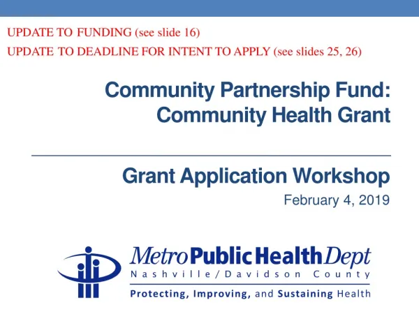 Community Partnership Fund: Community Health Grant