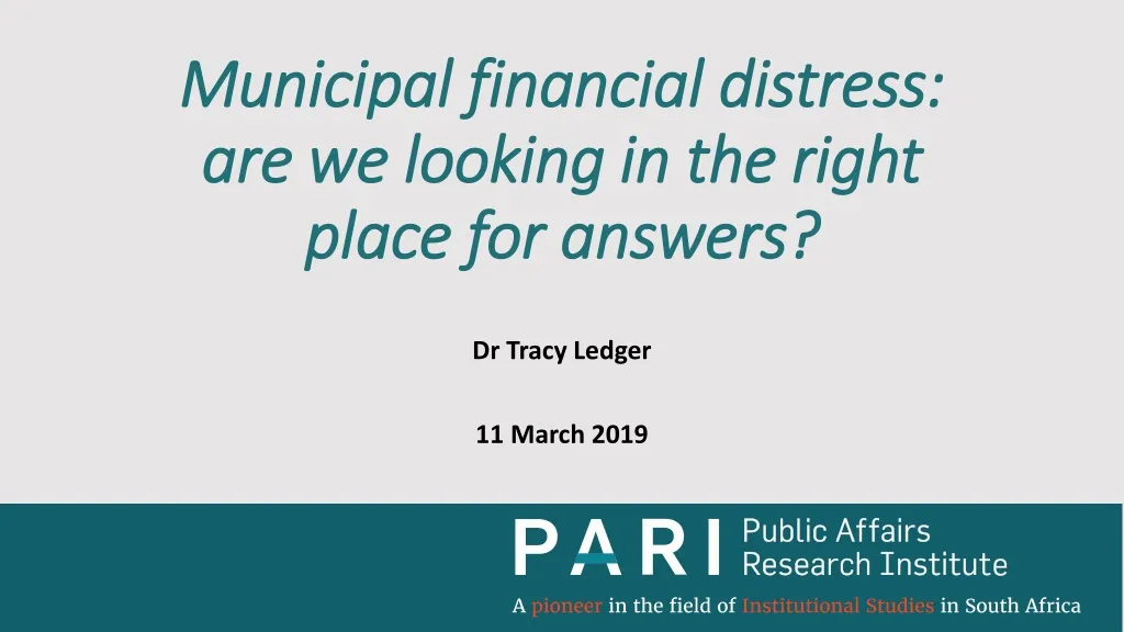 municipal financial distress are we looking in the right place for answers