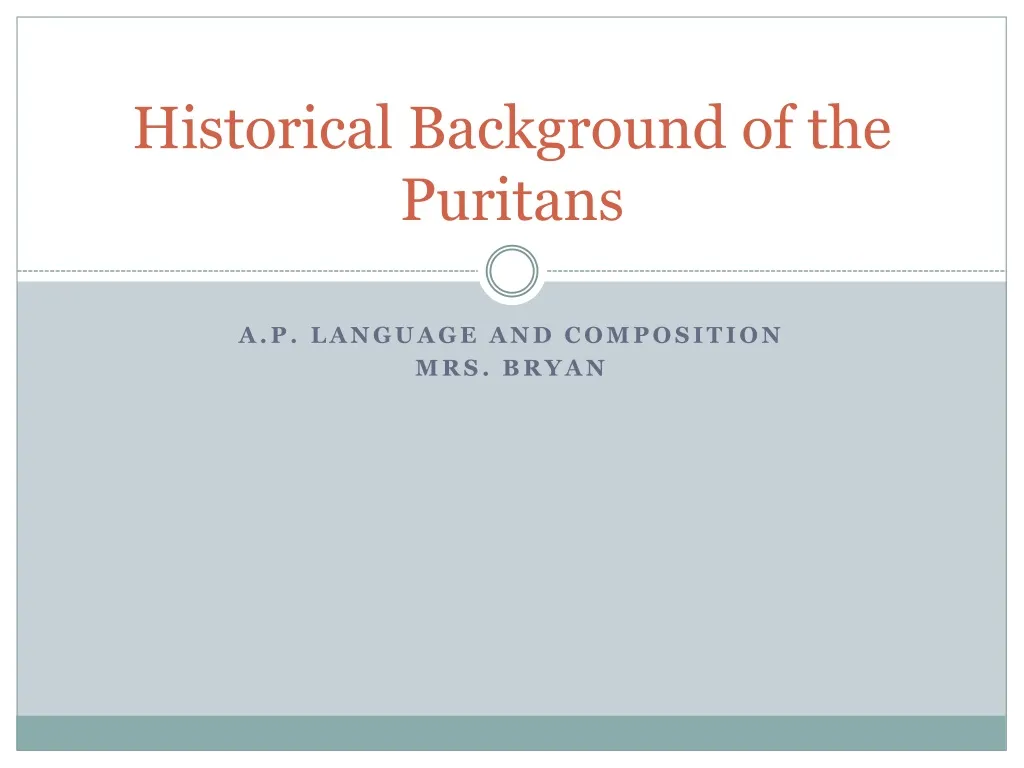 historical background of the puritans