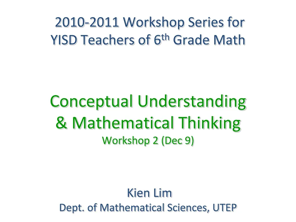 2010 2011 workshop series for yisd teachers