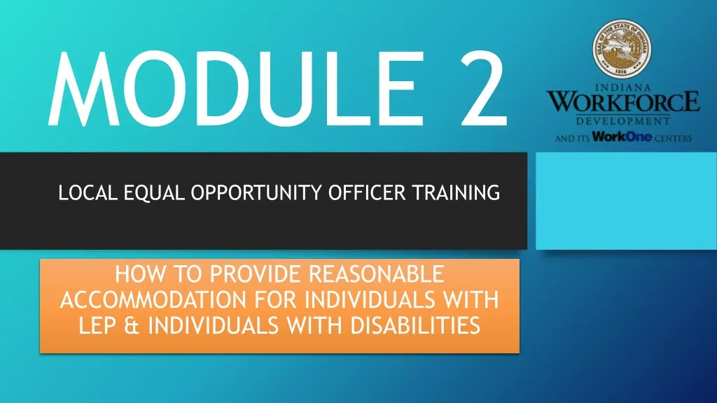 module 2 local equal opportunity officer training