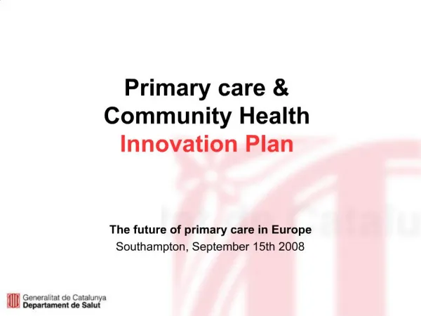 Primary care Community Health Innovation Plan