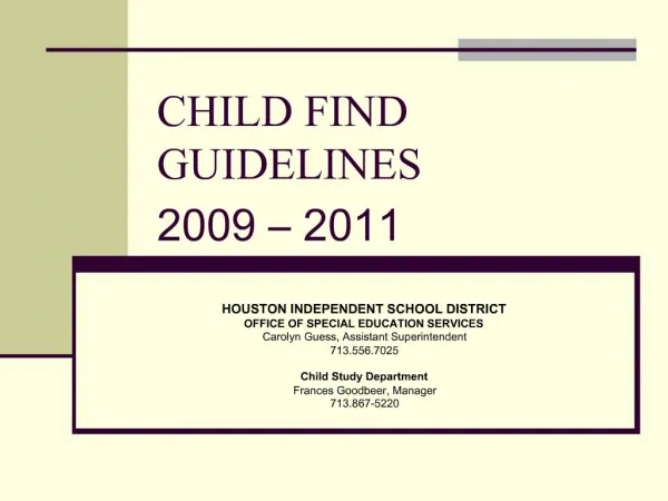 CHILD FIND GUIDELINES 2009 2011