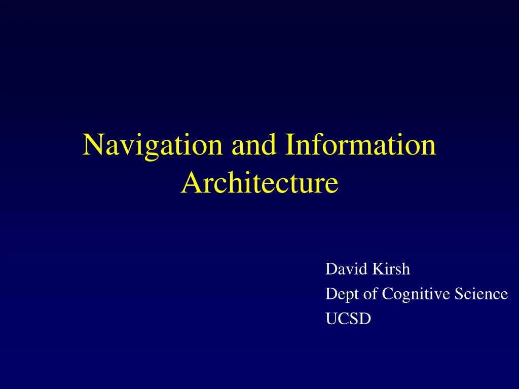 navigation and information architecture