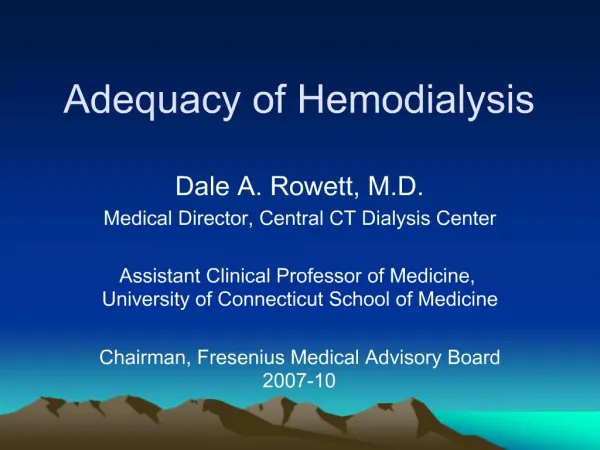 Adequacy of Hemodialysis