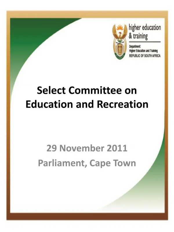 Select Committee on Education and Recreation