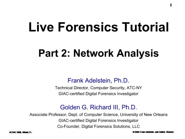 Live Forensics Tutorial Part 2: Network Analysis