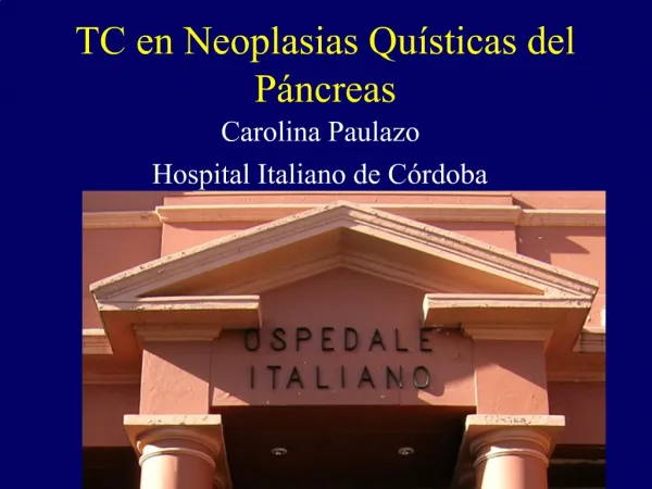 TC en Neoplasias Qu sticas del P ncreas