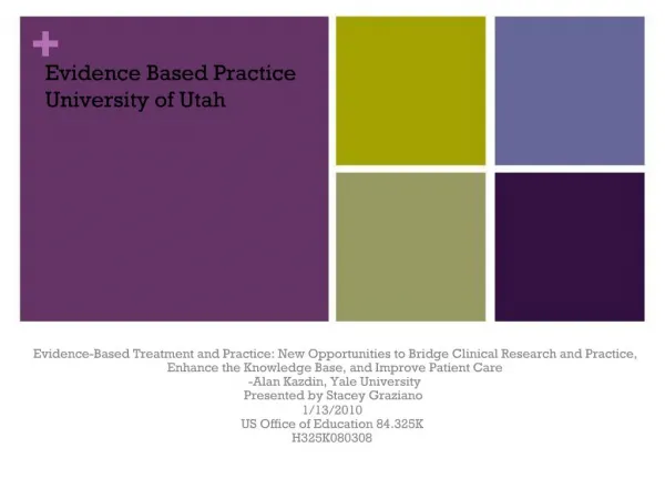 Evidence Based Practice University of Utah